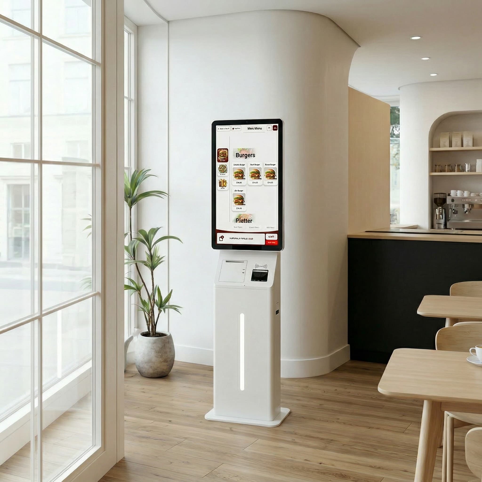 Foodteria self-order kiosk in a cafe