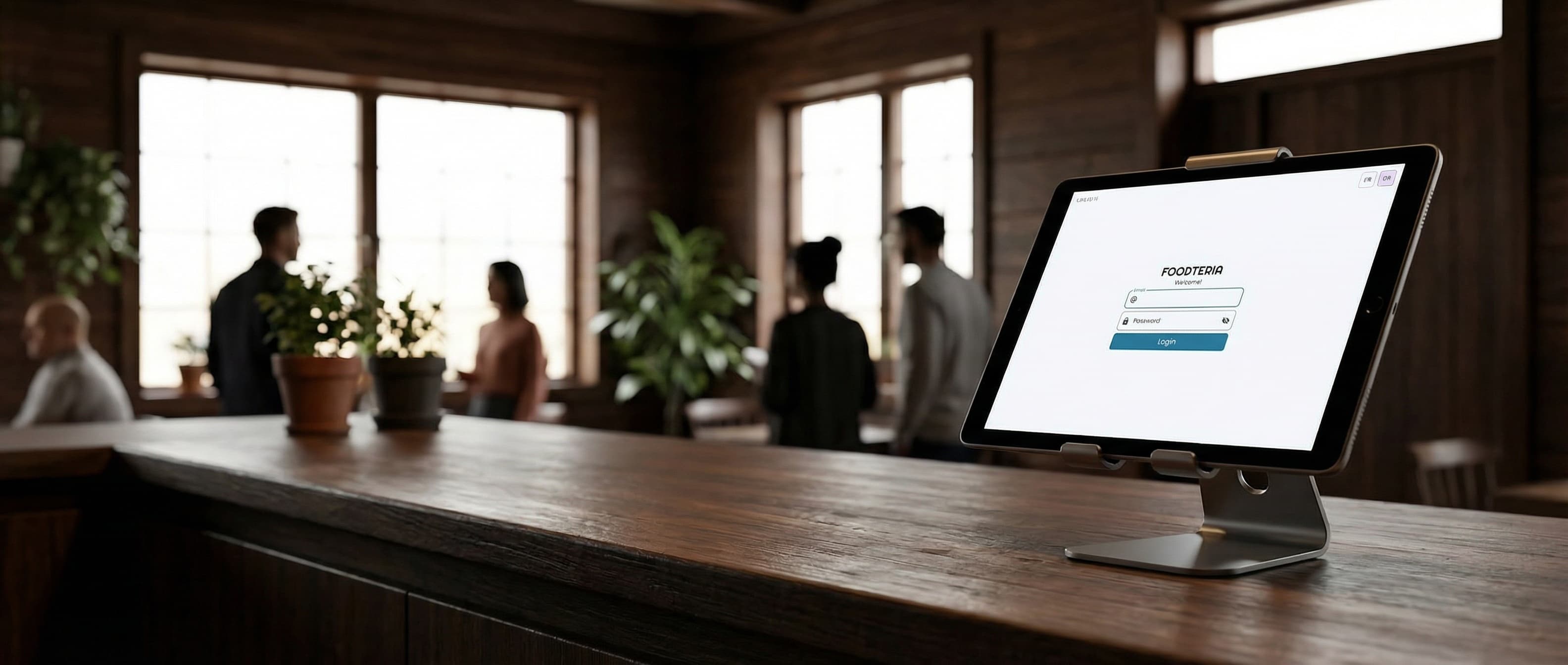 Restaurant counter with Foodteria tablet POS system
